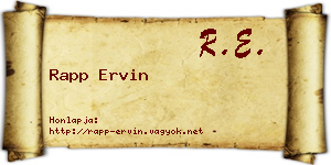 Rapp Ervin névjegykártya